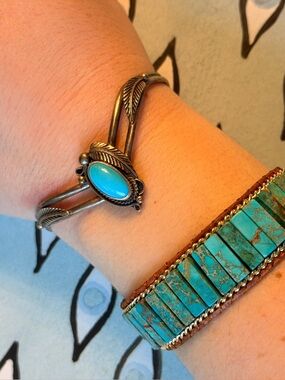 Genuine Turquoise Stone,
Sterling Silver Cuff Bracelet
Women's Jewelry